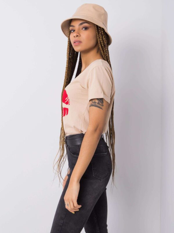 happywoman Bezowy t-shirt z nadrukiem Tiziana OCH BELLA - 1