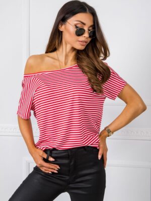 happywoman Bialo-czerwony t-shirt Gina RUE-PARIS