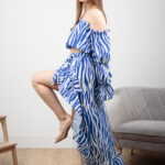 Biało-granatowy komplet hiszpanka