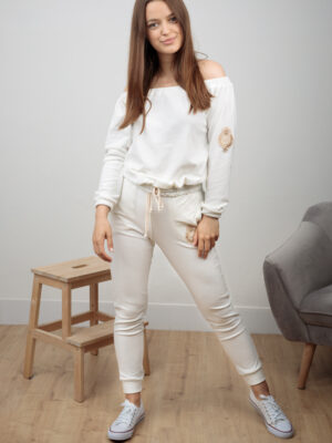 happywoman biały komplet dresowy Hiszpanka