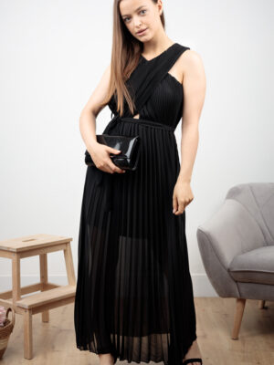 happywoman czarna plisowana sukienka 1