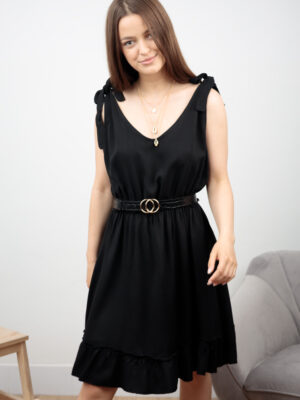 happywoman czarna sukienka z wiązaniem na ramionach 2