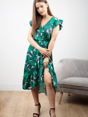 happywoman sukienka z liściastym printem 1