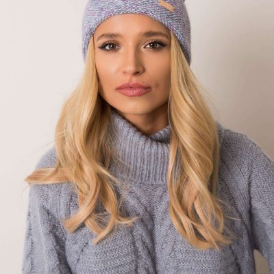 Fioletowo-niebieska czapka zimowa