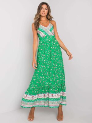 happywoman długa zielona sukienka na ramiączkach 2