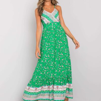 Długa zielona sukienka na ramiączkach