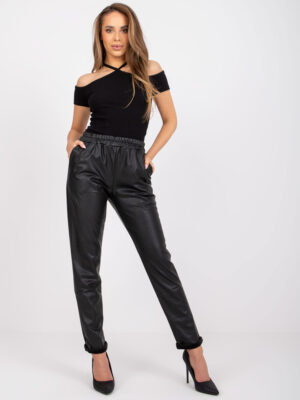 happywoman czarne spodnie ze sztucznej skóry 1