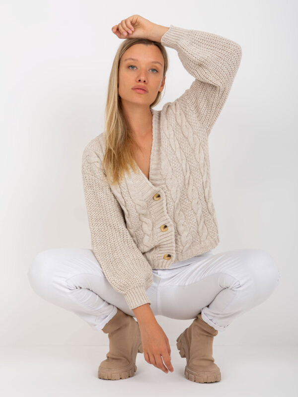 happywoman krótki rozpinany sweter w kolorze beżowym 1