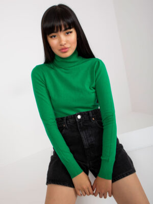 happywoman zielony dopasowany sweter z golfem 2