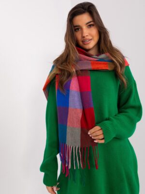 happywoman szeroki szal w kolorową kratę 2