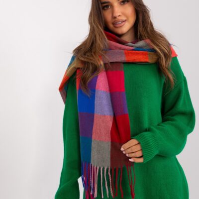 Szeroki szal w kolorową kratę