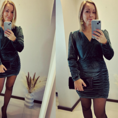 Stylizacja na imprezę – mini sukienka welurowa