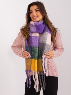 happywoman gruby fioletowo-szary szal na zimę 1