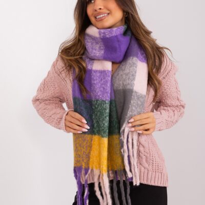 Gruby fioletowo-szary szal na zimę